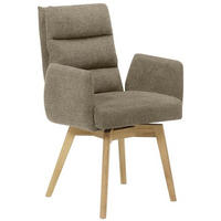 ARMLEHNSTUHL  in Webstoff  - Eichefarben/Cappuccino, Basics, Holz/Textil (60/92/65cm) - MID.YOU