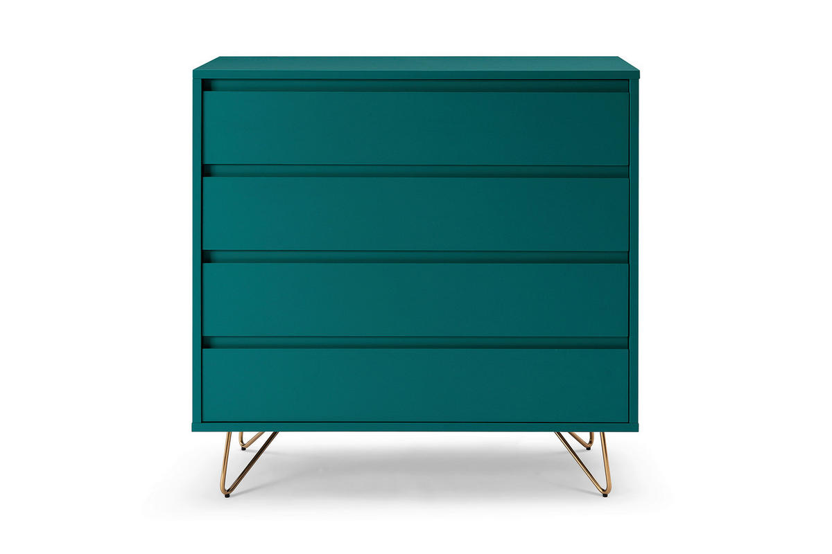 KOMMODE  in 90/90/40 cm  - Blau/Messingfarben, Design, Holzwerkstoff/Metall (90/90/40cm) - Livetastic