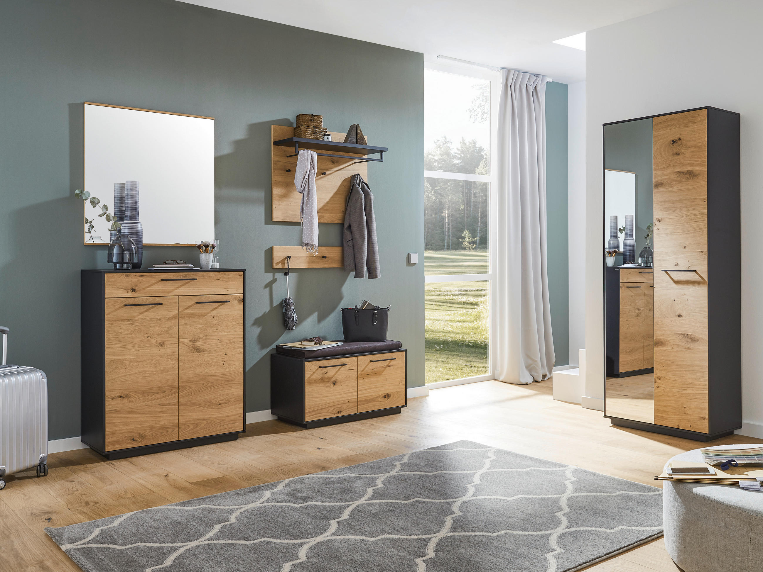 SCHUHSCHRANK  in 86/103/37 cm  - Eichefarben/Anthrazit, Design, Holz/Holzwerkstoff (86/103/37cm) - Dieter Knoll