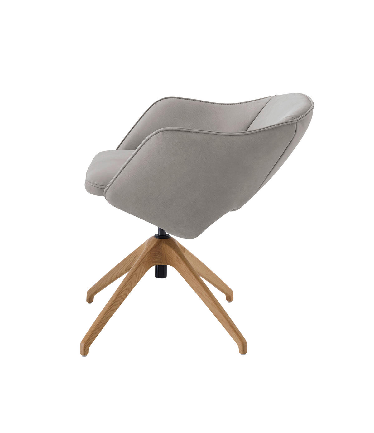 ARMLEHNSTUHL  in Echtleder naturbelassen  - Wildeiche/Grau, Design, Leder/Holz (63/74-90/57-73cm) - Koinor