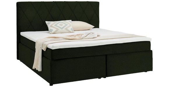 BOXSPRINGBETT 180/200 cm in Grün - Schwarz/Grün, Design, Kunststoff/Textil (180/200cm) - Xora