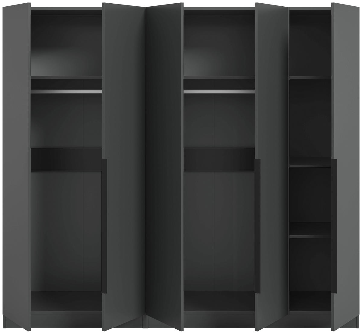 DREHTÜRENSCHRANK  in Anthrazit  - Anthrazit/Schwarz, MODERN, Holzwerkstoff/Kunststoff (200/181/52cm) - MID.YOU