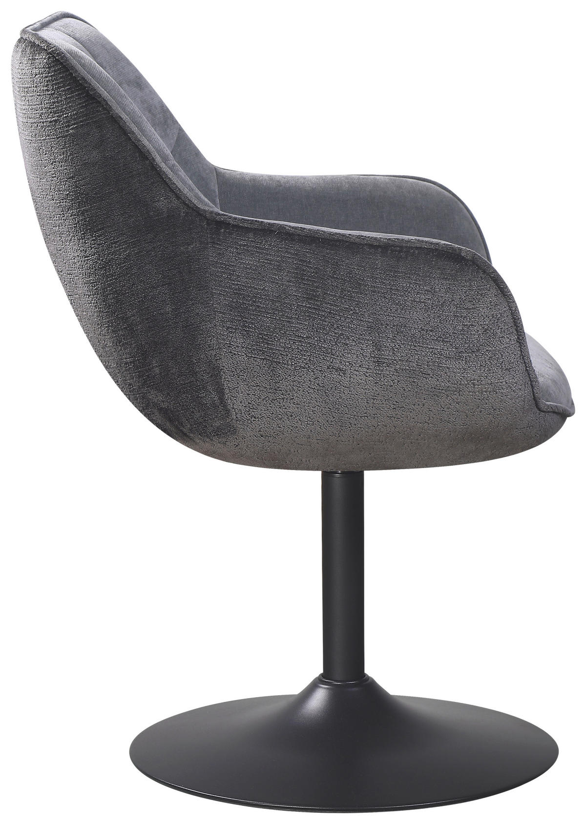 ARMLEHNSTUHL  in Eisen Chenille, Leinenoptik  - Schwarz/Grau, KONVENTIONELL, Textil/Metall (63/87/64cm) - MID.YOU