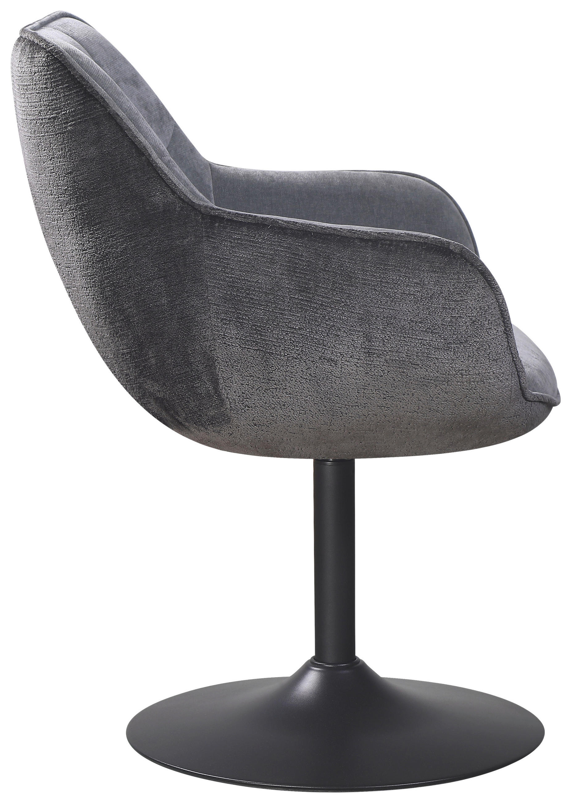 Thumbnail - Mid.you Armlehnstuhl, Grau, Schwarz, Metall, Textil, rund, 63x87x64 cm, Sitzfläche 360° drehbar, Stühle