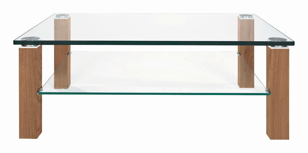 COUCHTISCH Eiche furniert Kristallglas 75/75/43 cm quadratisch Eichefarben  - Eichefarben, Design, Glas/Holz (75/75/43cm)