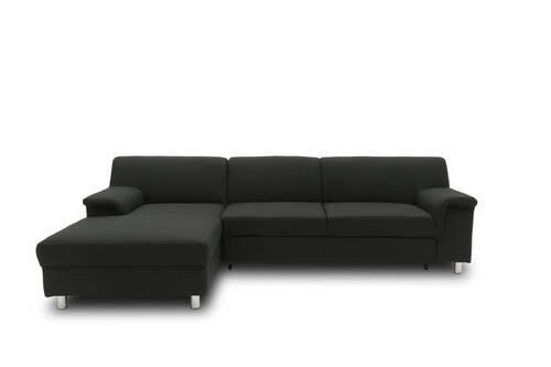 ECKSOFA in Webstoff Schwarz  150/251 cm  - Chromfarben/Schwarz, KONVENTIONELL, Textil/Metall (150/251cm) - MID.YOU