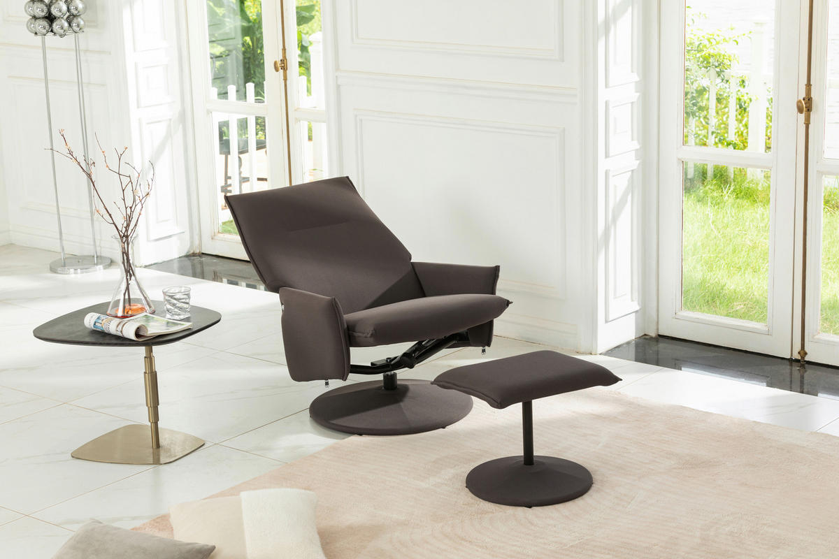 RELAXSESSELSET Webstoff Hocker    - Graubraun/Grau, MODERN, Textil/Metall (69/95/80/80/107,5cm) - P & B