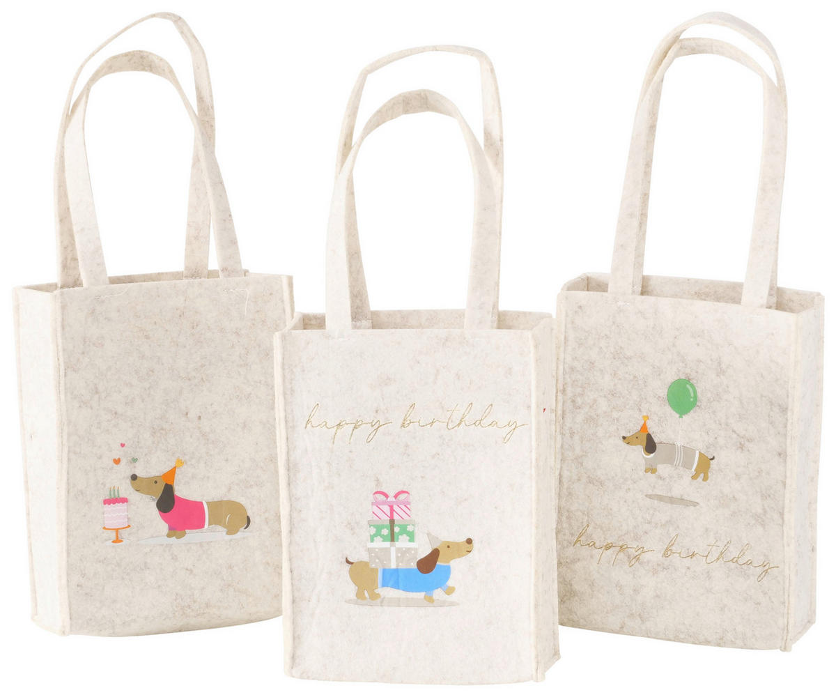 GESCHENKTASCHE  - Beige, KONVENTIONELL, Textil (15/6,5/20cm)