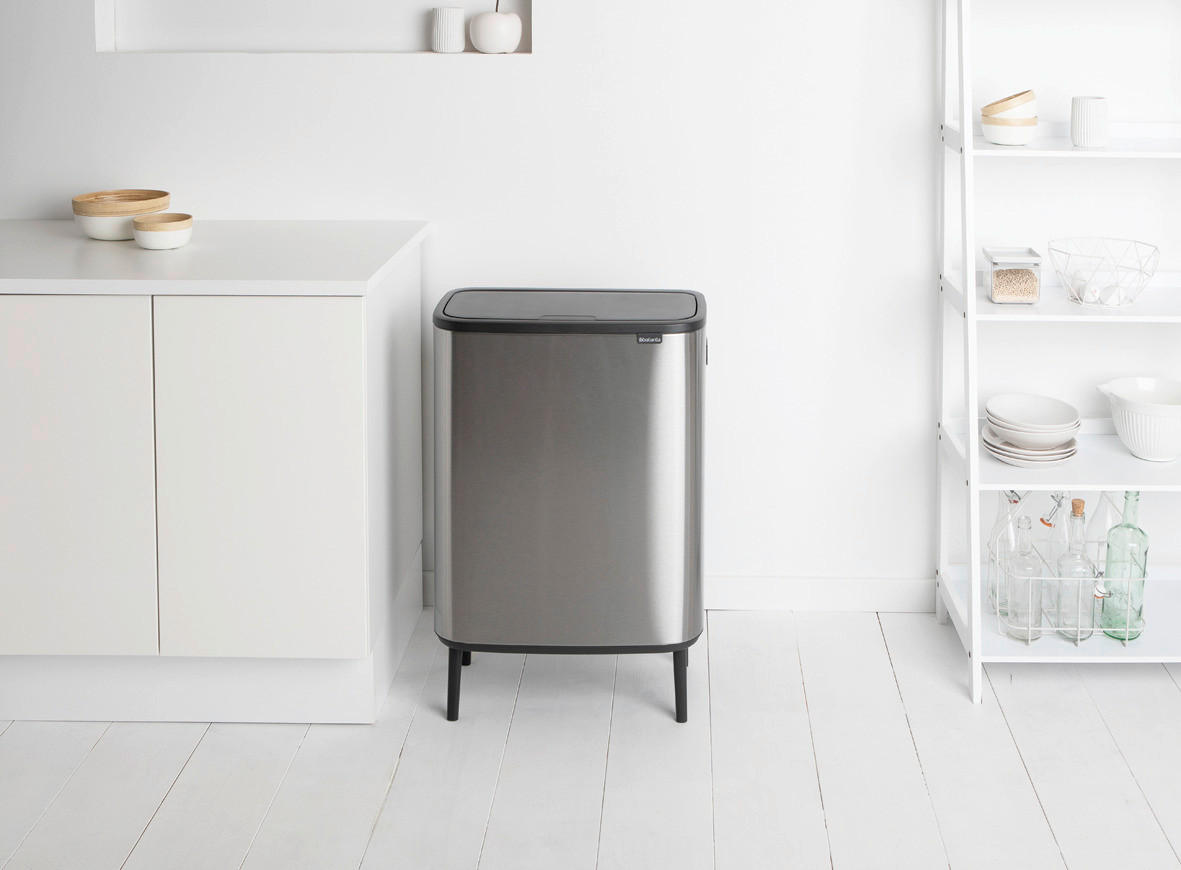 KOŠ ZA SMETI - srebrne barve/siva, Basics, umetna masa (54.5/81.5/31.2cm) - Brabantia
