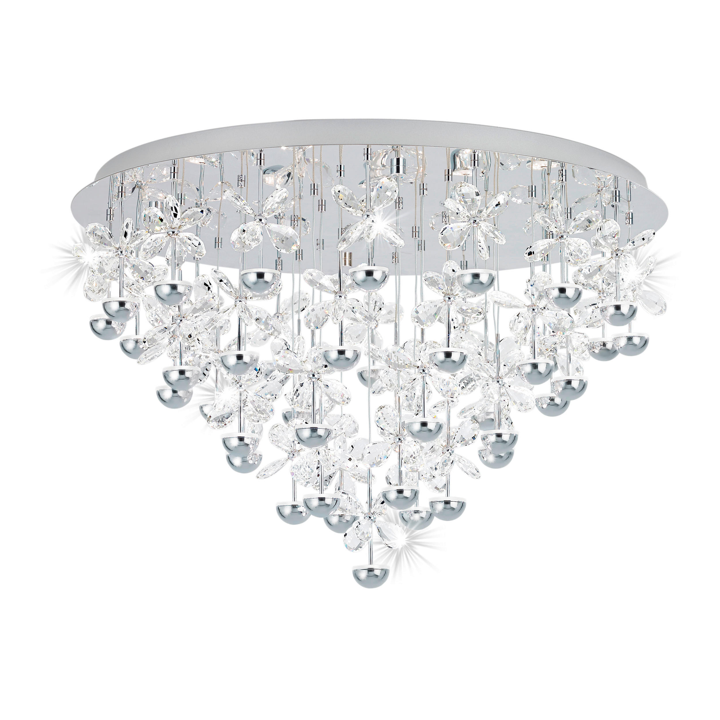 LED-TAKLAMPA 1,8 W 78/52,5 cm  - kromfärg, Klassisk, metall/glas (78/52,5cm) - Eglo