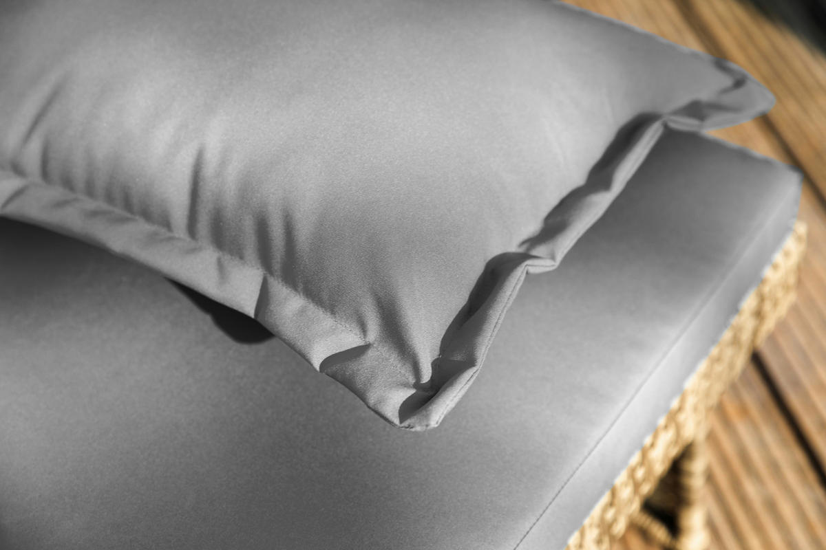 LOUNGEGARNITUR   117/93/74 cm Teakholz Stahl  - Grau, Basics, Holz/Textil (117/93/74cm) - Gardenson