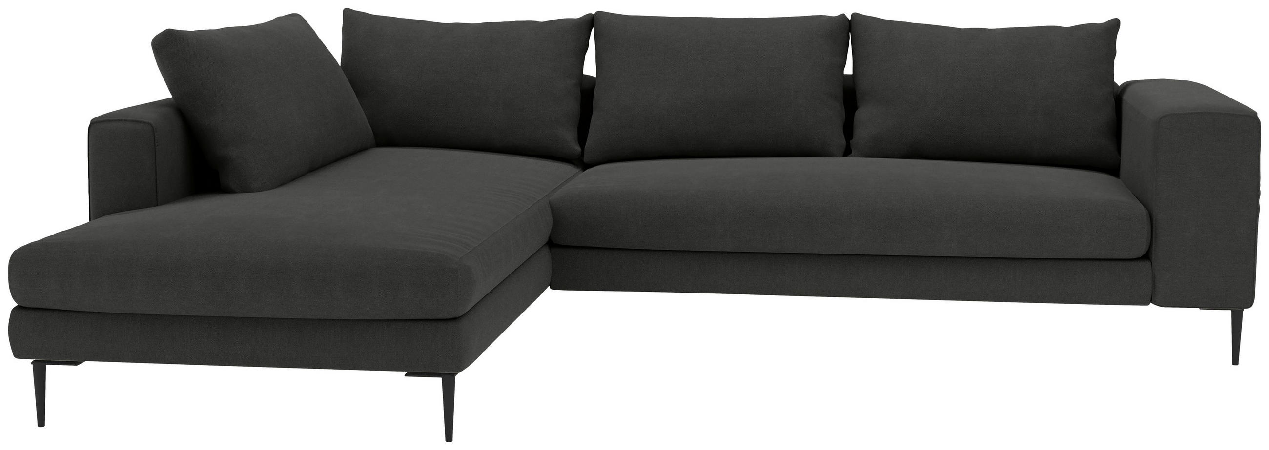 ECKSOFA in Struktur Graphitfarben  - Schwarz/Graphitfarben, Modern, Textil/Metall (210/295cm) - Trendmanufaktur