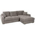 ECKSOFA in Mikrofaser Braun  - Chromfarben/Braun, MODERN, Kunststoff/Textil (276/193cm) - Hom`in