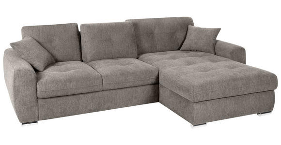 ECKSOFA in Mikrofaser Braun  - Chromfarben/Braun, MODERN, Kunststoff/Textil (276/193cm) - Hom`in