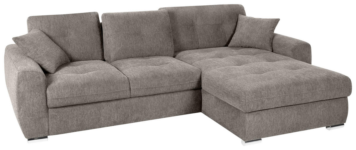 ECKSOFA in Mikrofaser Braun  276/193 cm  - Chromfarben/Braun, MODERN, Kunststoff/Textil (276/193cm) - Hom`in