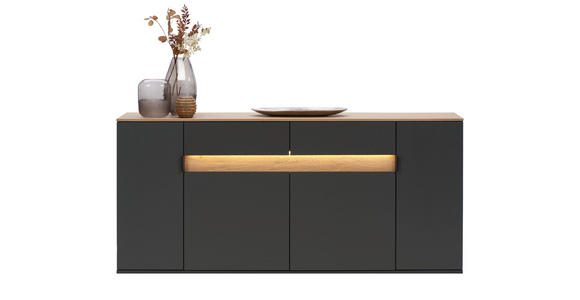SIDEBOARD Anthrazit, Eichefarben 180,6/82/42 cm - Eichefarben/Anthrazit, MODERN, Holzwerkstoff/Metall (180,6/82/42cm) - Dieter Knoll
