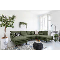 SJEDEĆA GARNITURA tekstil  zelena   - zelena/crna, Design, tekstil/drvo (150/300/200cm) - P & B