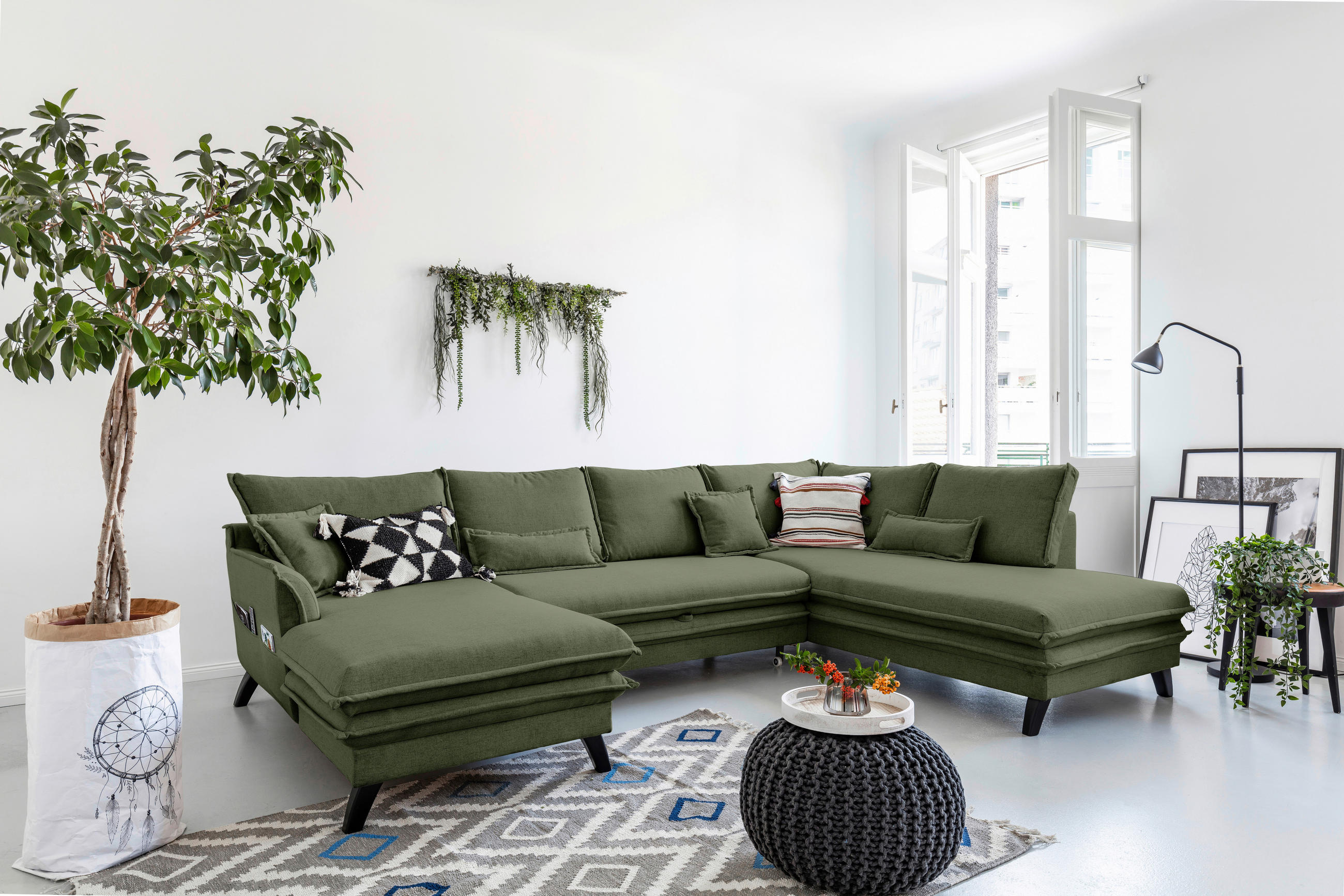 Canapea Modulară, textil, verde