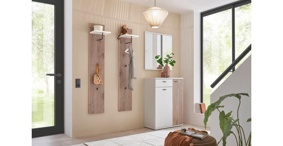 GARDEROBE 4-teilig in 155/198/37 cm - Eichefarben/Weiß, Design, Holzwerkstoff (155/198/37cm) - Voleo