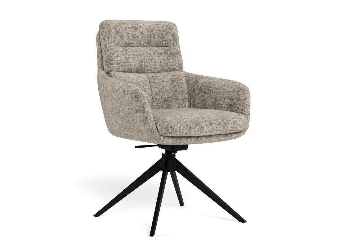 ARMLEHNSTUHL 2 Stück Sitzfläche 360° drehbar Chenille  Grau, Schwarz  - Schwarz/Grau, Trend, Textil/Metall (62/90/67cm) - MID.YOU