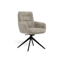 ARMLEHNSTUHL 2 Stück Sitzfläche 360° drehbar Chenille  Grau, Schwarz  - Schwarz/Grau, Trend, Textil/Metall (62/90/67cm) - MID.YOU