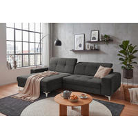 ECKSOFA SORELLA Graphitfarben Chenille Kopfteilverstellung, Sitztiefenverstellung  - Kaschmir/Graphitfarben, Design, Kunststoff/Textil (182/328cm) - MID.YOU