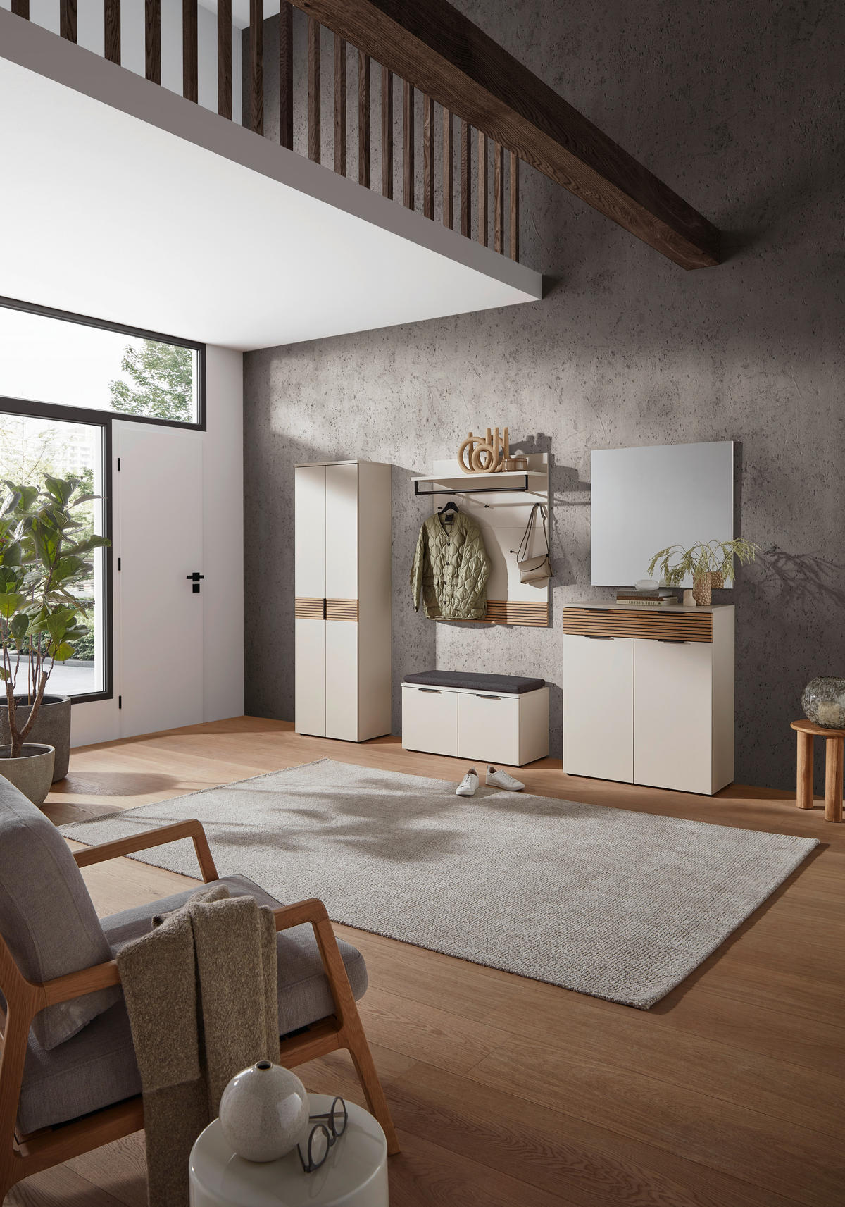 GARDEROBE 5-teilig  in 269/200/40 cm  - Kaschmir/Eichefarben, Design, Holzwerkstoff (269/200/40cm) - Voleo
