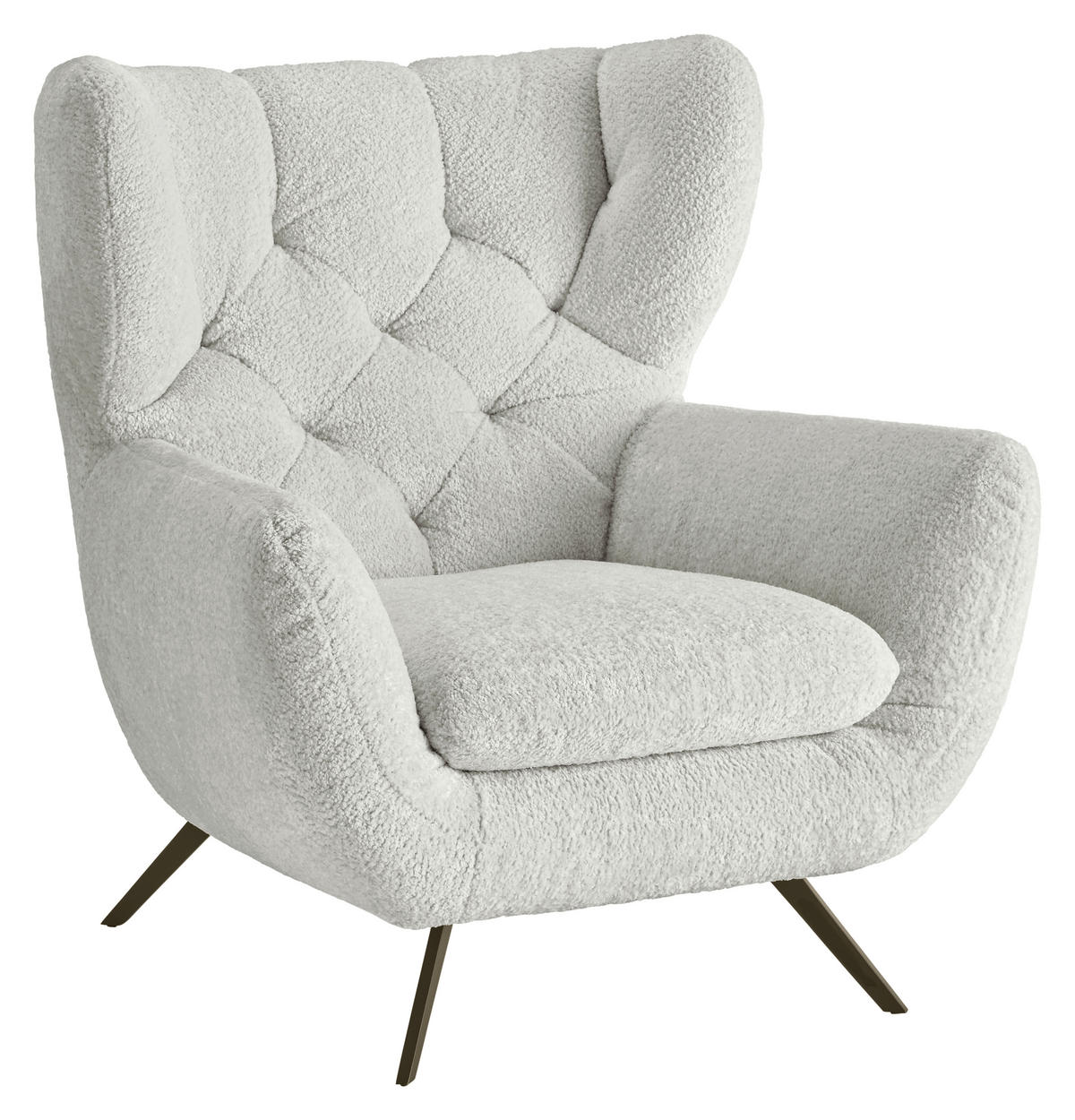 CHESTERFIELD-SESSEL Chenille Hellgrau  - Hellgrau/Schwarz, MODERN, Textil/Metall (100/94/95cm) - Pure Home Lifestyle