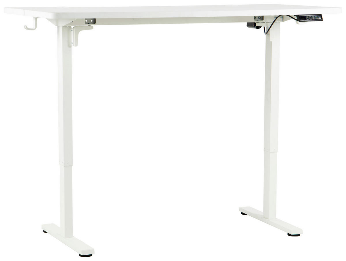 SCHREIBTISCH 140/70/72/118 cm Weiss höhenverstellbar elektrisch höhenverstellbar  - Weiss, Modern, Holzwerkstoff/Metall (140/70/72/118cm) - Livetastic