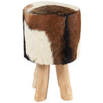 HOCKER Echtleder Teakholz Braun, Naturfarben, Weiß  - Naturfarben/Braun, LIFESTYLE, Leder/Holz (32/50/32cm) - Landscape