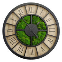 WANDUHR - Schwarz, Eichefarben, Dunkelgrün  - Dunkelgrün/Eichefarben, Basics, Holz/Kunststoff (57cm)