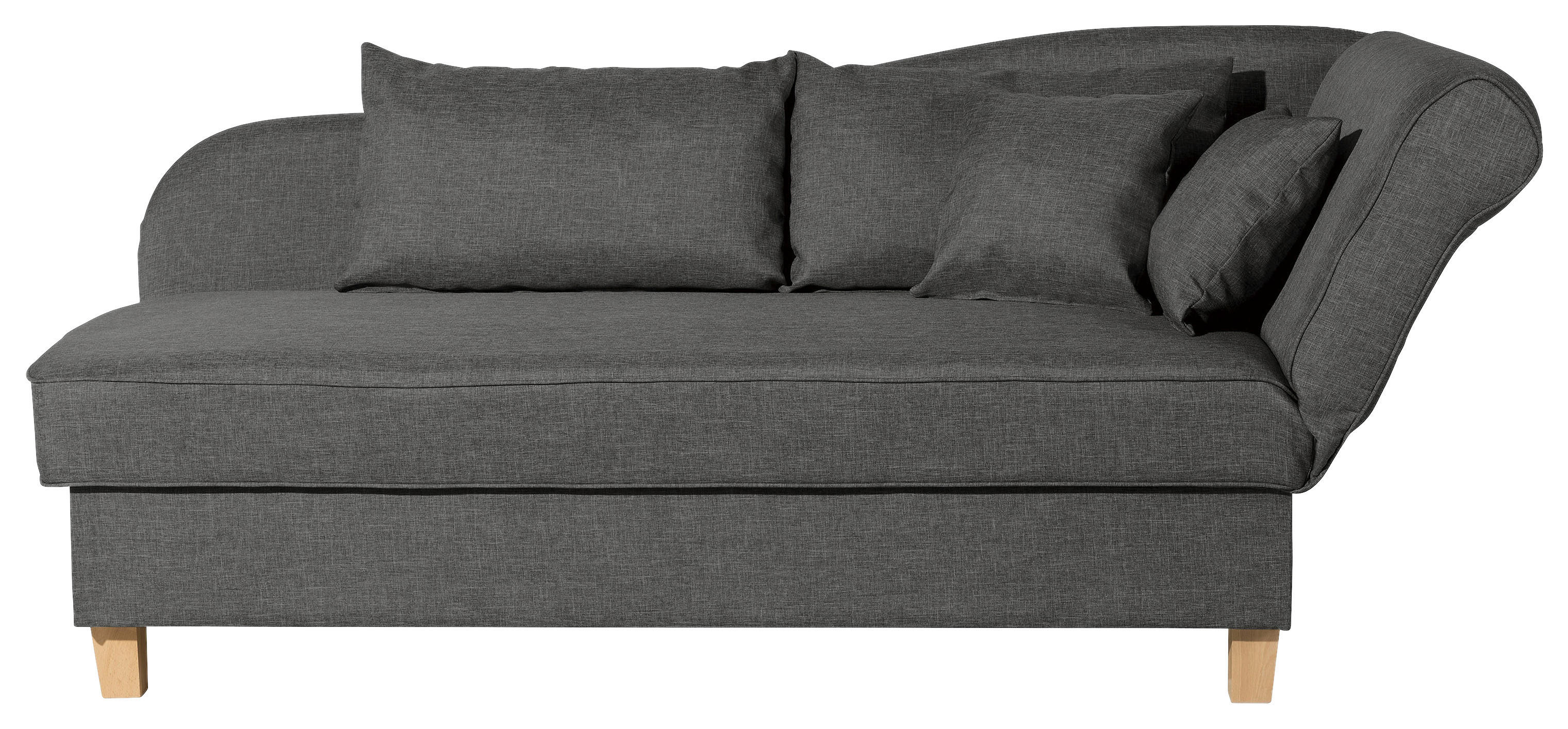 RÉCAMIERE Anthrazit Flachgewebe  - Anthrazit/Buchefarben, Design, Holz/Textil (190/82/88cm) - Max Winzer