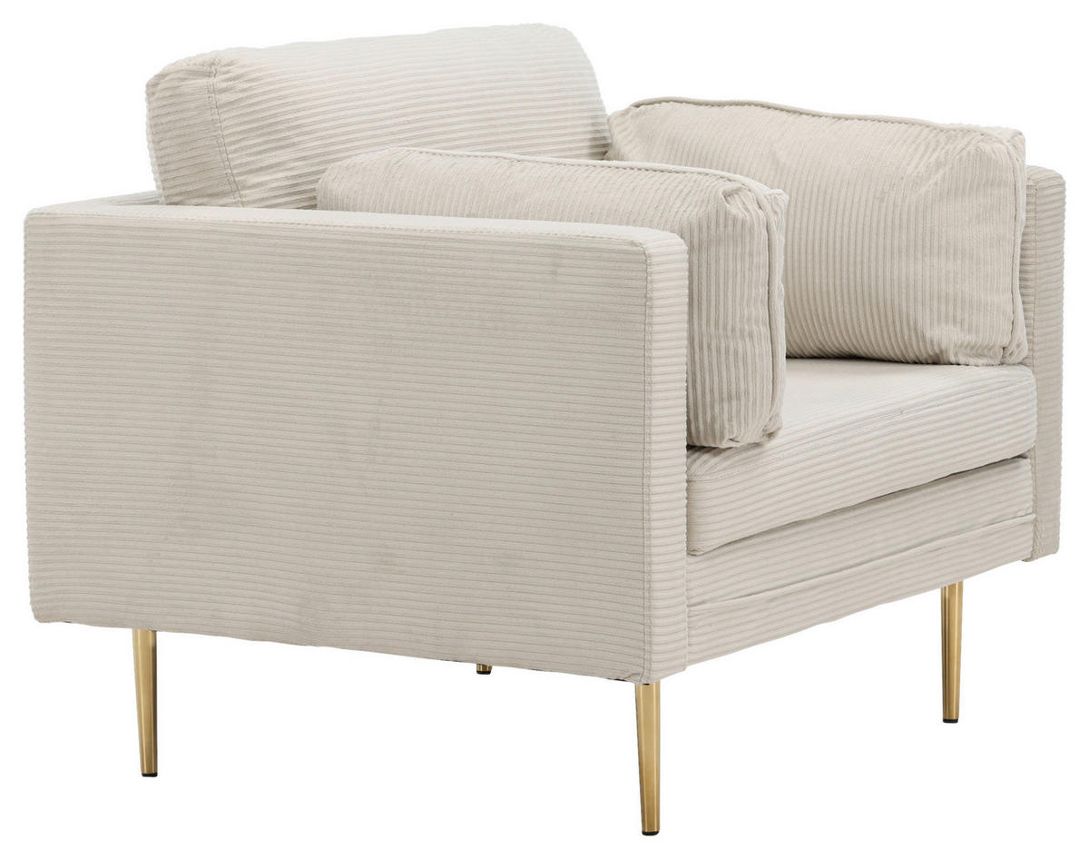 SESSEL in Goldfarben, Beige  - Beige/Goldfarben, Design, Textil/Metall (110/84/86cm) - Livetastic