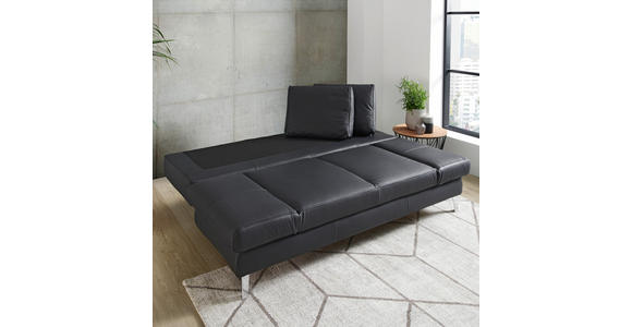 SCHLAFSOFA Weinrot Echtleder - Chromfarben/Weinrot, Design, Leder/Metall (200/85/90cm) - Novel