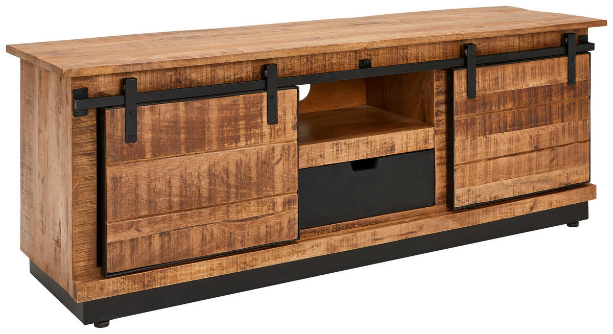 LOWBOARD Lusaka  in 140/50/40 cm  - Schwarz/Braun, Natur, Holz (140/50/40cm) - Livetastic