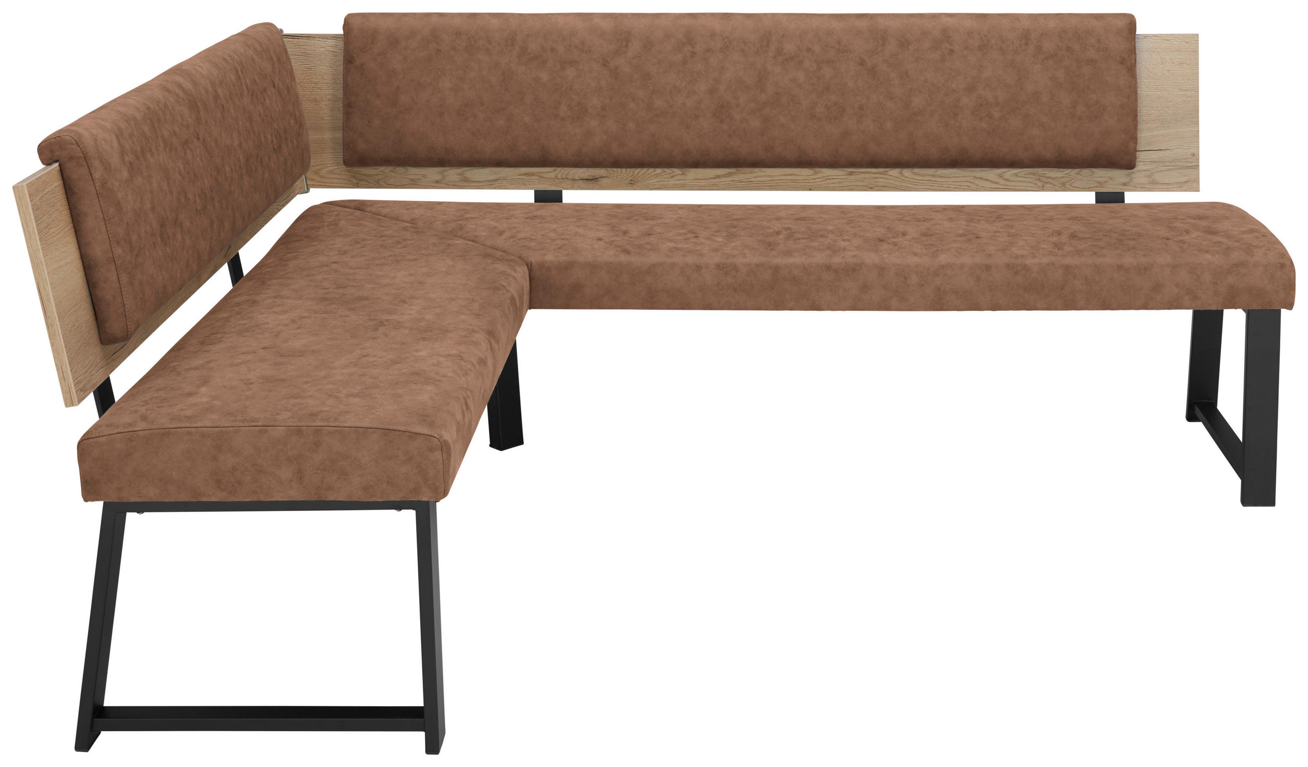 ECKBANK 190/220 cm  in Cognac  - Cognac/Schwarz, MODERN, Holzwerkstoff/Textil (190/220cm) - Venda