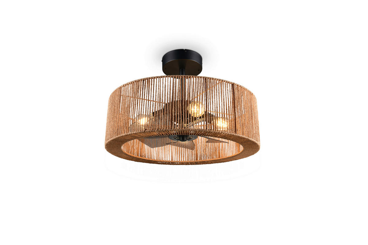 DECKENVENTILATOR - Schwarz/Braun, Design, Kunststoff/Textil (61/5cm)