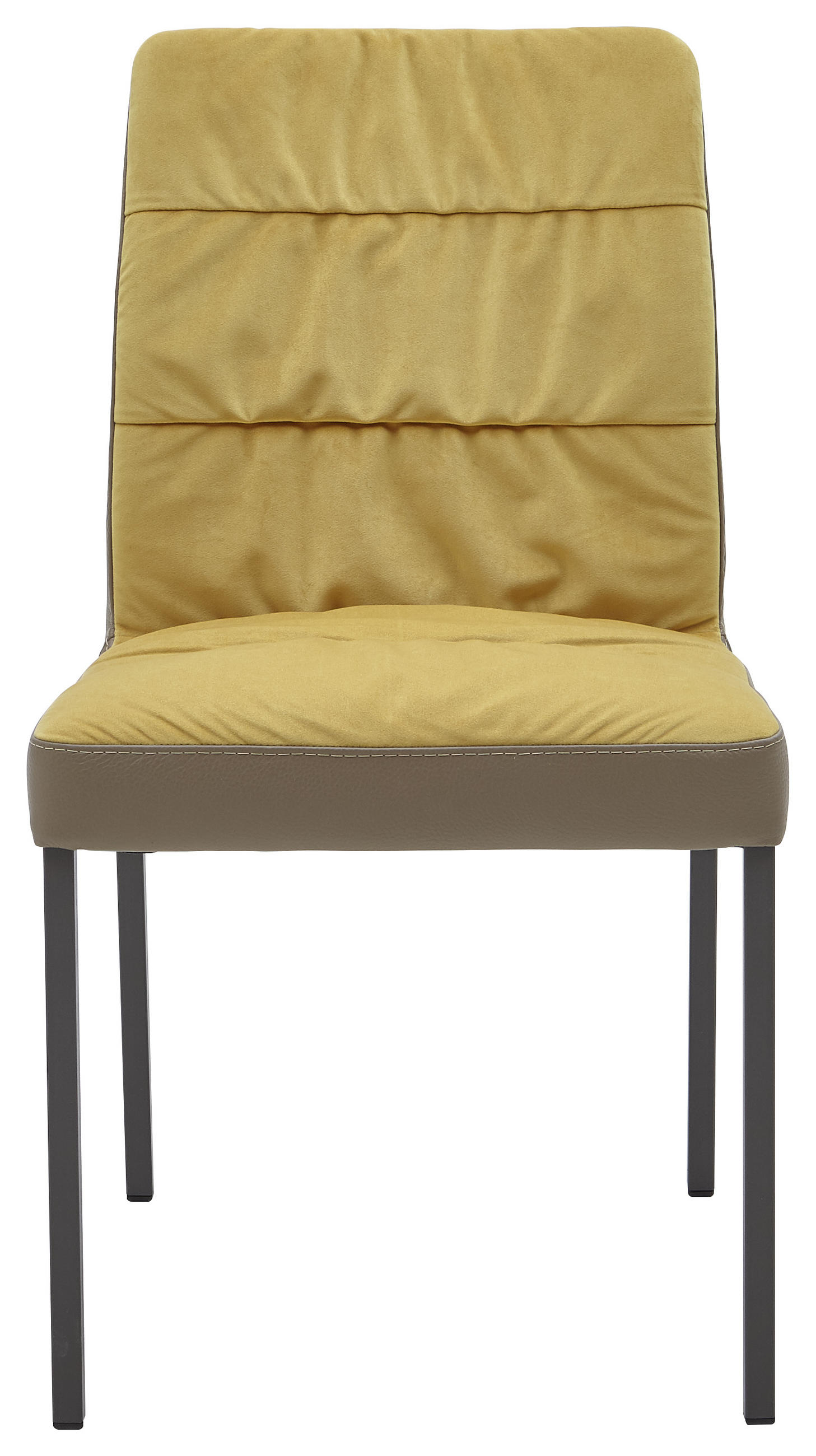 STUHL Mikrofaser Echtleder Anthrazit, Gelb, Hellbraun  - Hellbraun/Dunkelgrau, Design, Leder/Textil (48,5/87,5/60cm) - Dieter Knoll