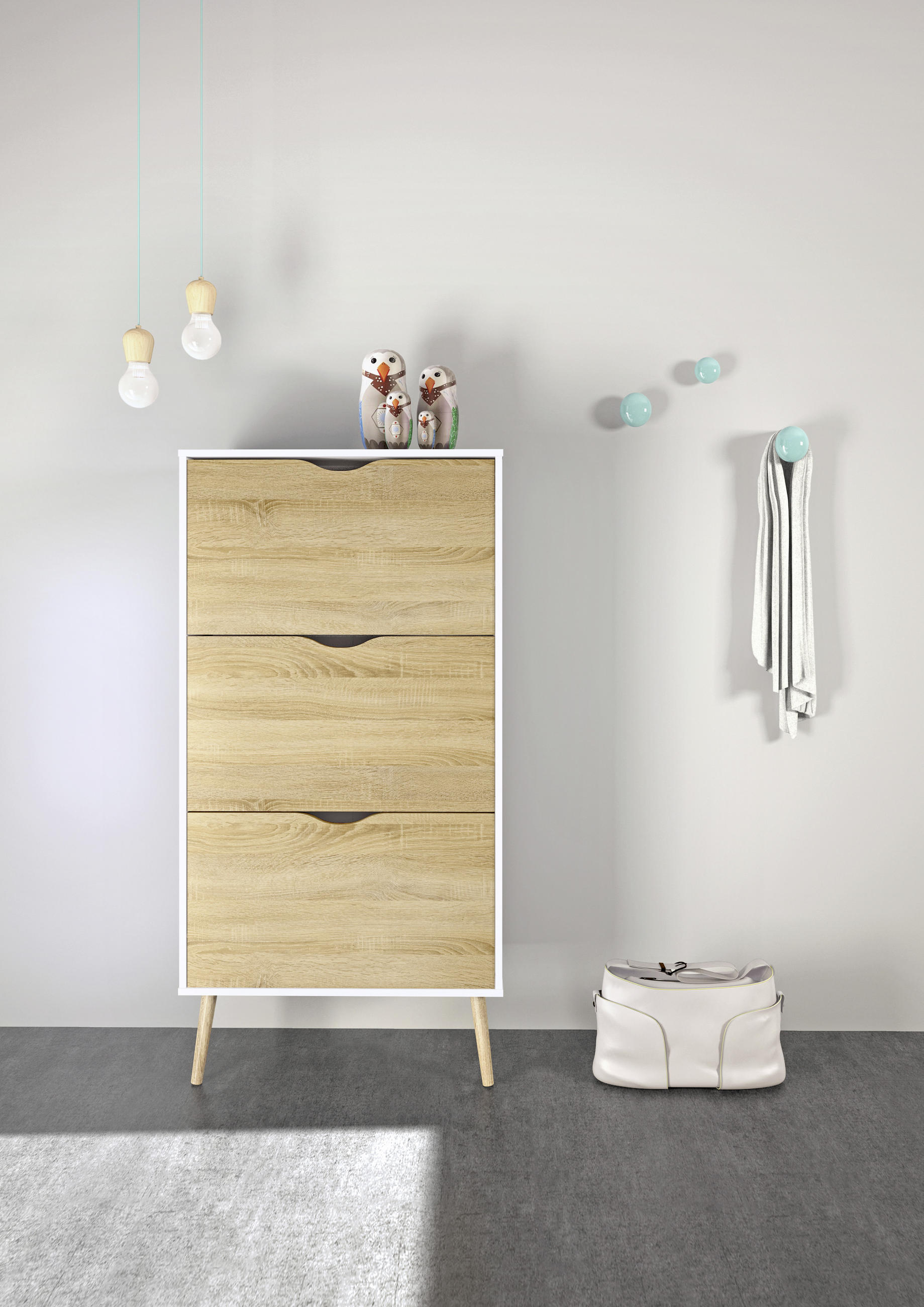 SKOSKÅP  i 70,2/138,8/23,9 cm  - vit/ekfärgad, Design, trämaterial/trä (70,2/138,8/23,9cm) - Best Price