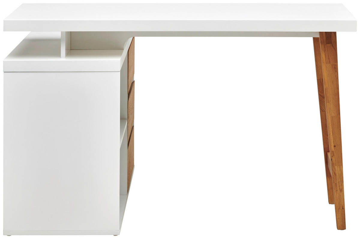 ECKSCHREIBTISCH  in Eichefarben, Weiß  - Eichefarben/Weiß, MODERN, Holz/Holzwerkstoff (120/76/100cm) - MID.YOU