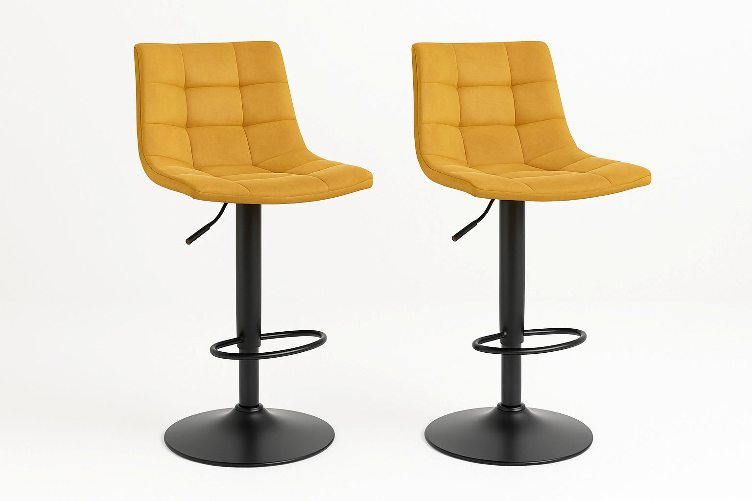 BARHOCKER-SET in Senfgelb  - Senfgelb/Schwarz, MODERN, Textil/Metall (43/88-108/45cm) - MID.YOU