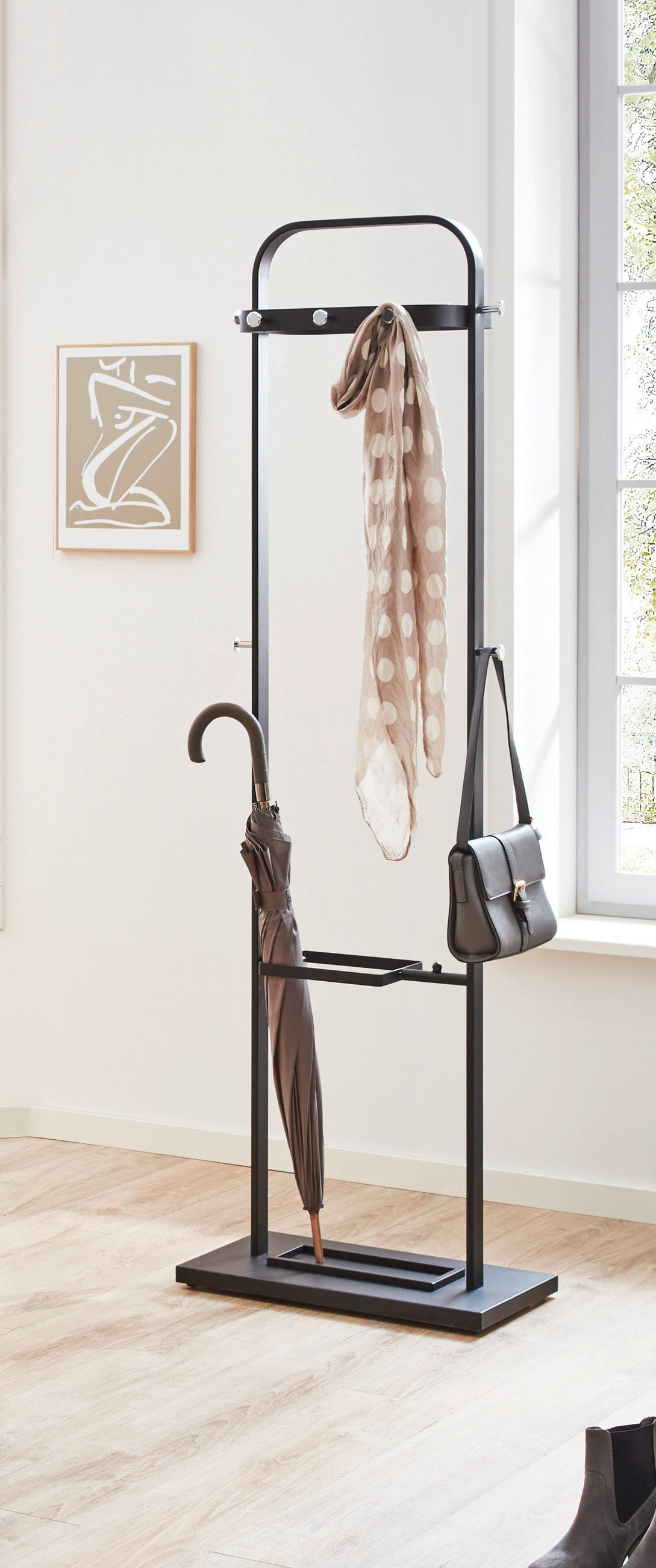 GARDEROBENSTÄNDER in Schwarz, Chromfarben 54/175/33 cm   - Chromfarben/Schwarz, Design, Metall (54/175/33cm)