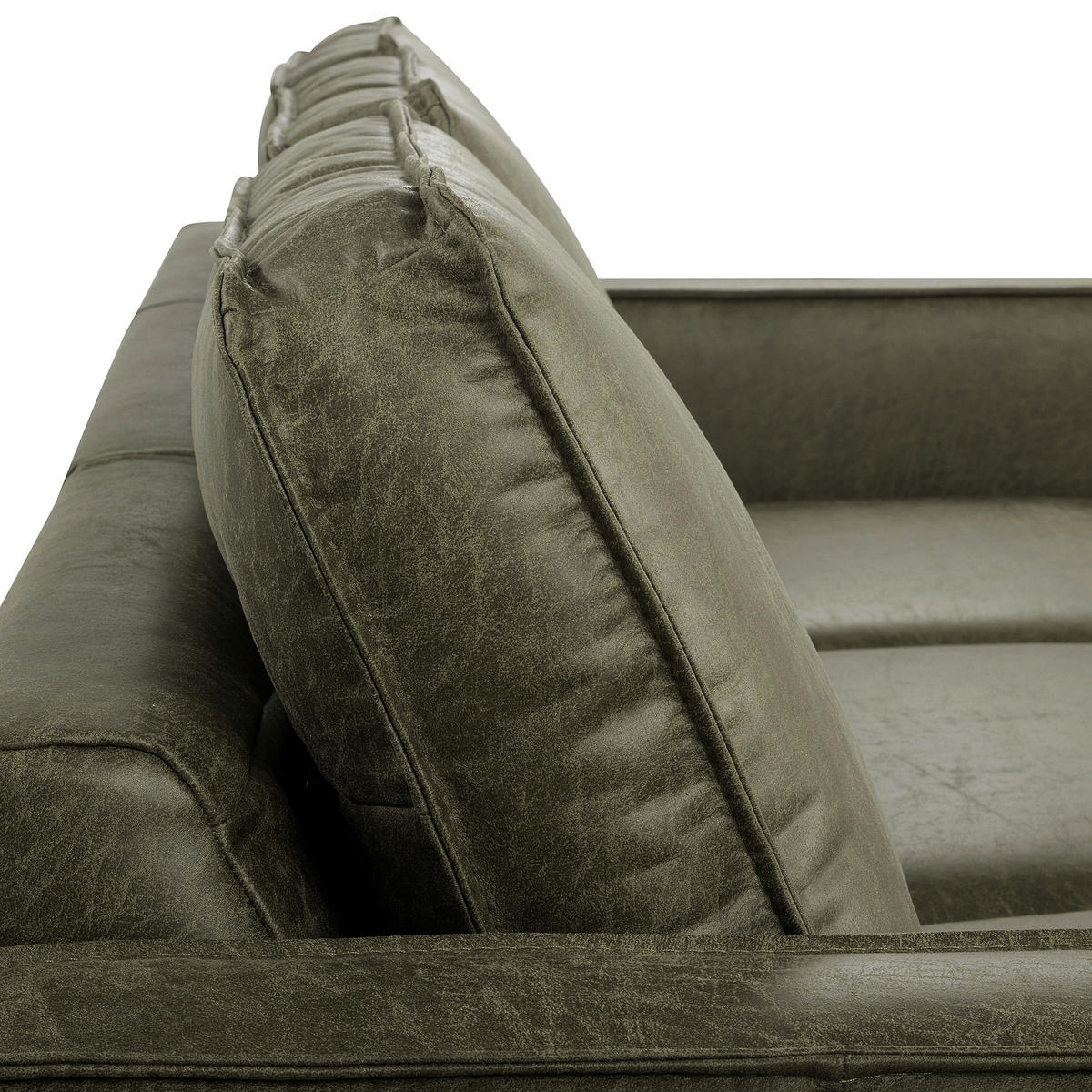 ECKSOFA Grün Echtleder Lederlook Rücken echt  - Grün, Design, Leder/Textil (166/238cm) - Livetastic