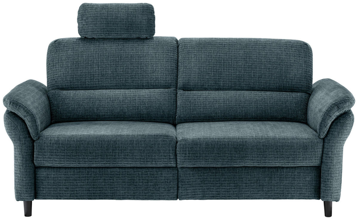 3-SITZER-SOFA in Mikrofaser Blau  - Blau/Schwarz, Modern, Holz/Textil (192/90/89cm) - Livetastic