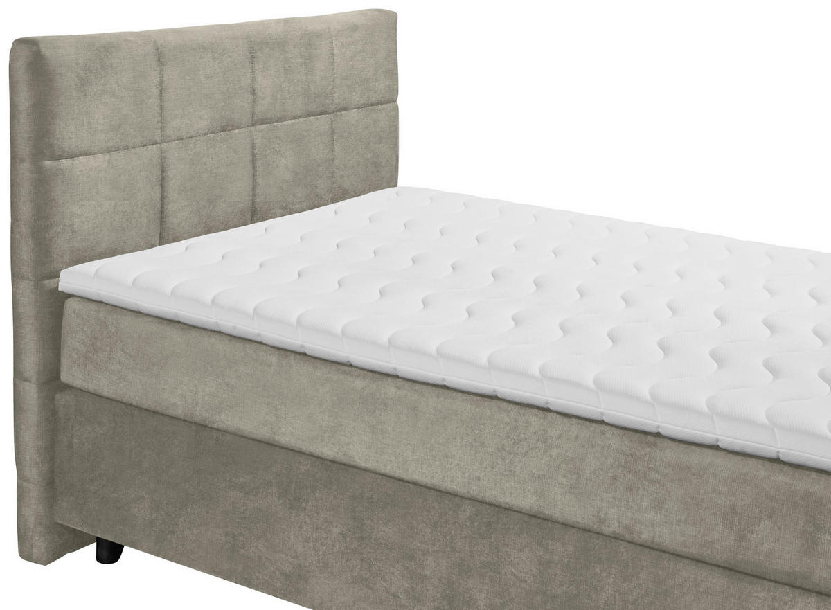 BOXSPRINGBETT 140/200 cm  in Hellgrau  - Hellgrau/Schwarz, Design, Holzwerkstoff/Kunststoff (140/200cm) - Xora