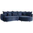 ECKSOFA in Chenille Dunkelblau  - Schwarz/Dunkelblau, Design, Kunststoff/Textil (307/194cm) - Carryhome