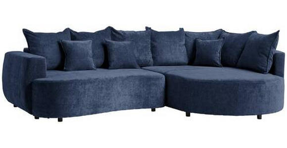 ECKSOFA in Chenille Dunkelblau 307/194 cm - Schwarz/Dunkelblau, Design, Kunststoff/Textil (307/194cm) - Carryhome