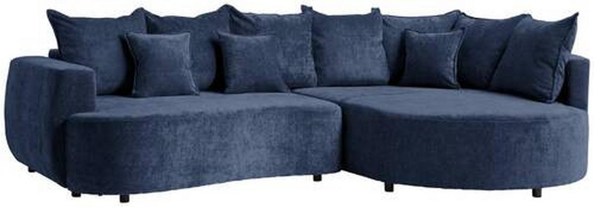 ECKSOFA in Chenille Dunkelblau  - Schwarz/Dunkelblau, Design, Kunststoff/Textil (307/194cm) - Carryhome