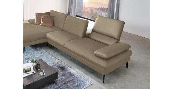 ECKSOFA in Echtleder Hellbraun 157/325 cm - Hellbraun/Schwarz, Design, Leder/Metall (157/325cm) - Dieter Knoll