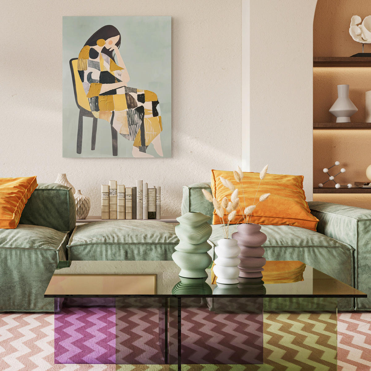 LEINWANDBILD Frauen 70/100 cm  - Multicolor, Basics, Holz/Textil (70/100cm)